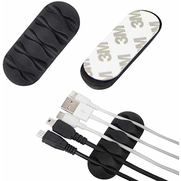 2-Pack - Kabelhållare Självhäftande - Fem kablar Gul