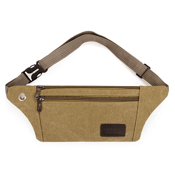 Vyötärölaukku - 3 osastoa Canvas säädettävä Brown