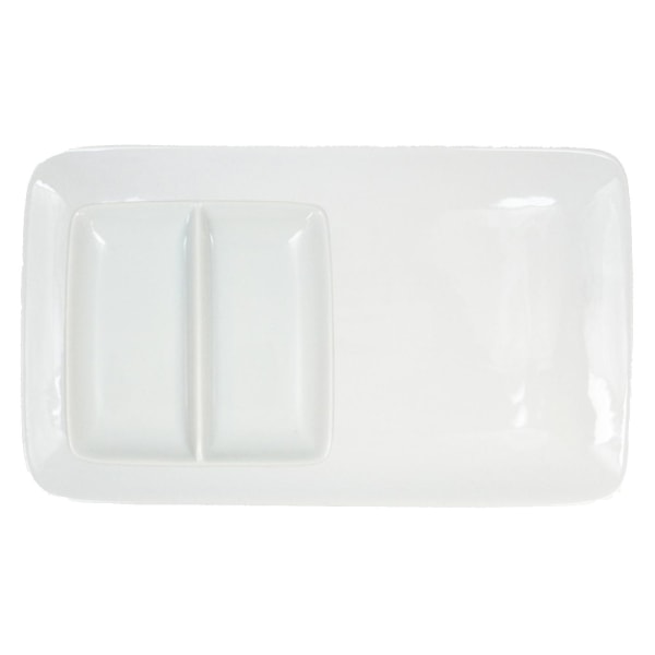 Spisestel i porcelæn - Tallerken med rund kant + Mini Dip Two Pi Vit