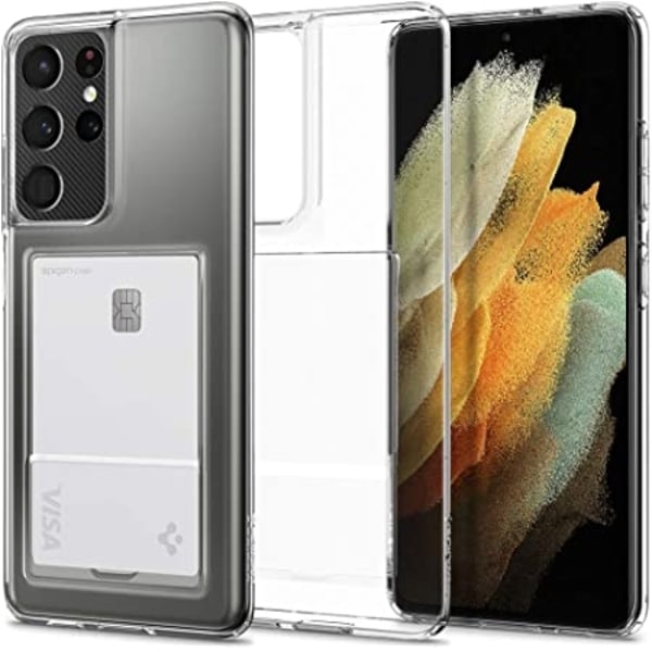 Samsung Galaxy S21 Ultra - läpinäkyvä kotelo korttipaikalla Transparent