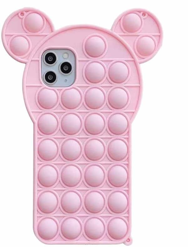 iPhone 12 Pro Max Skal - Pop it Fidget Multicolor Nalle Lila