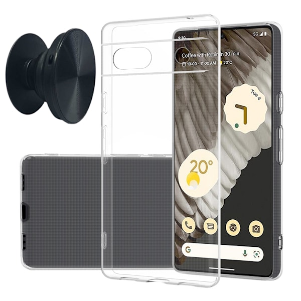Google Pixel 7a kotelo ja sormenpidike - Suojaa ja mukavuutta - Musta