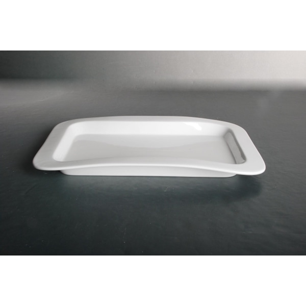 Rektangulær porcelænstallerken - bueformede buede kanter - 4 pakke Vit