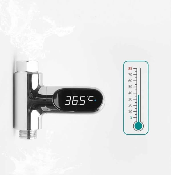 Digital Duschtermometer med LED-display – Exakt Temperaturvisning i Real Tid Silver