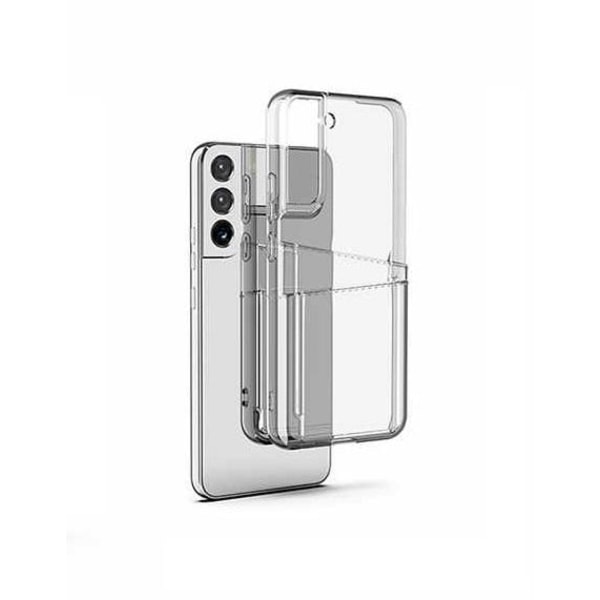 Samsung Galaxy S22 - Transparent Skal Dubbel Kortfack + Heltäcka