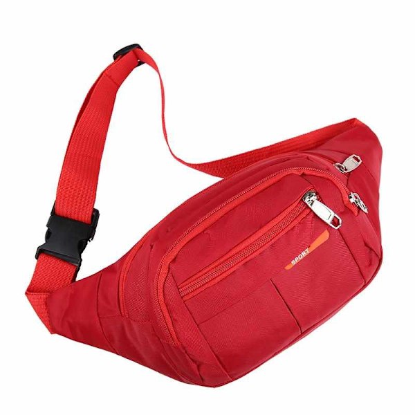 Vyötärölaukku - 3 osastoa Canvas Kolme väriä Red