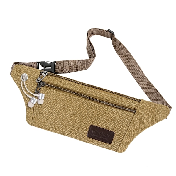 Vyötärölaukku - 3 osastoa Canvas säädettävä Brown