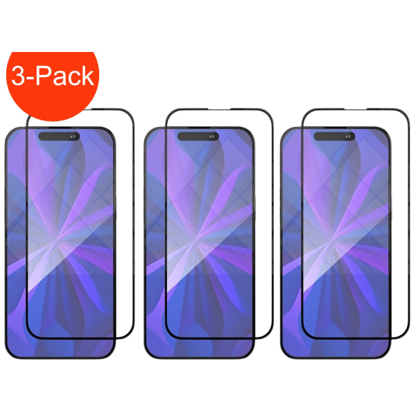 3-pak - iPhone 15 skærmbeskytter af hærdet glas i høj kvalitet m