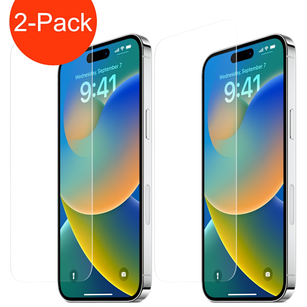 2-Pack - iPhone 15 Pro Max Hög Kvalitets Härdat Glas Skärmskydd
