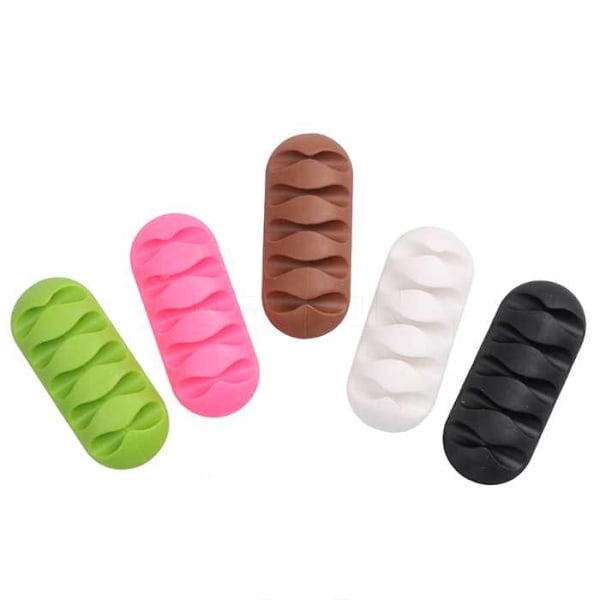 2-Pack - Kabelhållare Självhäftande - Fem kablar Gul