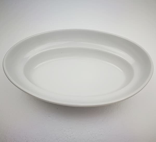 Stor Porslins Skål - Oval Rundad Kant - 3 Pack Vit