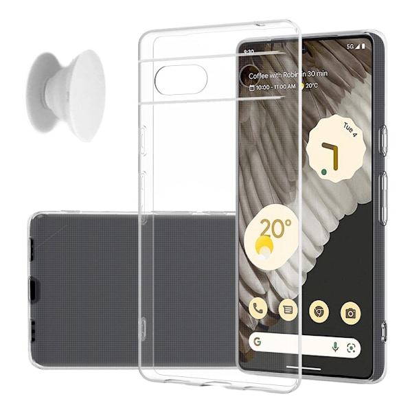 Google Pixel 7a kotelo ja sormenpidike - Suojaus ja mukavuus - Valkoinen