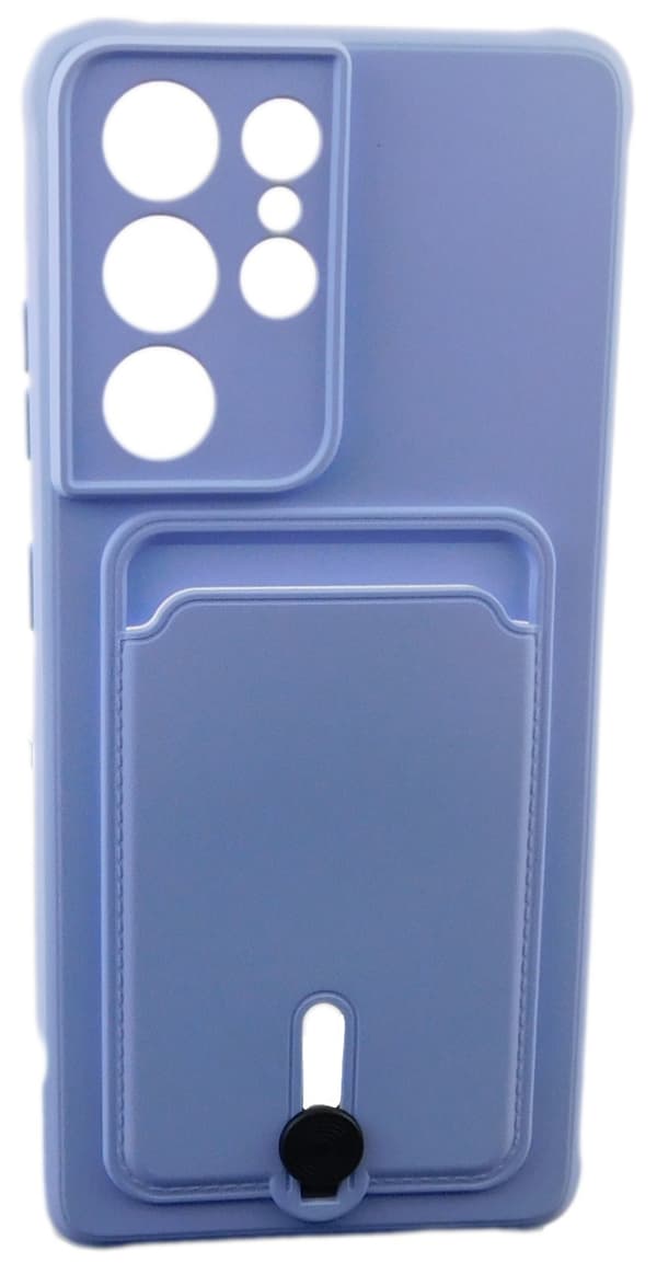 Samsung Galaxy S21 Ultra Case - Microfiber Silicone with Card Holder Lila