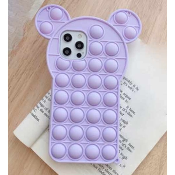 iPhone 12 / iPhone 12 Pro Skal - Pop it Fidget Multicolor Nalle Björn Rosa