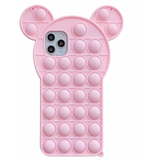 iPhone 12 / iPhone 12 Pro Skal - Pop it Fidget Multicolor Nalle Rosa