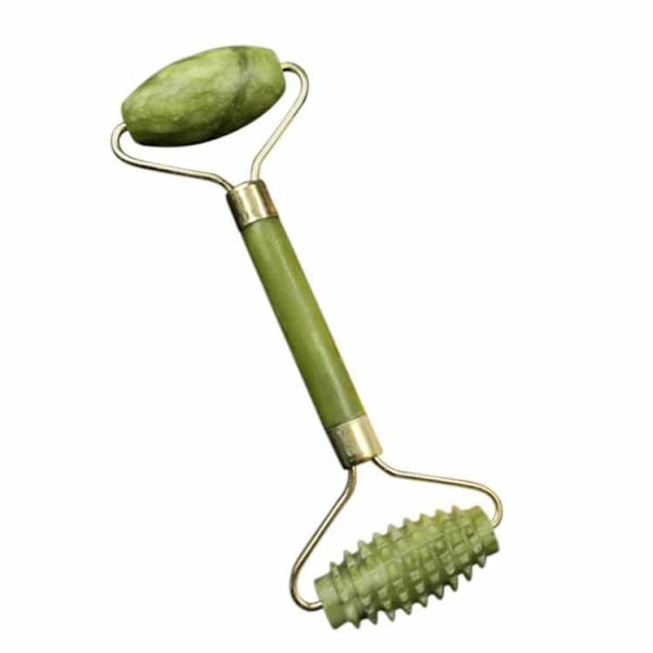 Gua Sha Scraper + Jade Roller Large Taggig - vihreä
