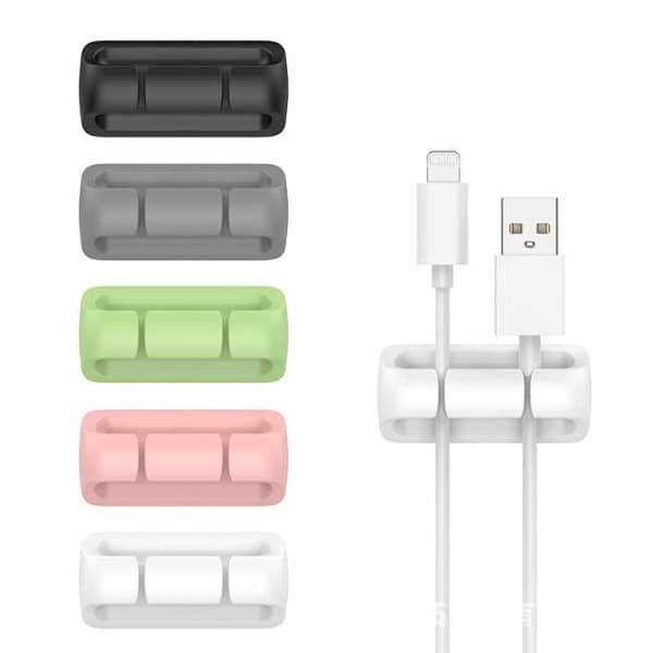 5-Pack - Kabelhållare – Multi-Set för Smidig Sladdhantering! Rosa