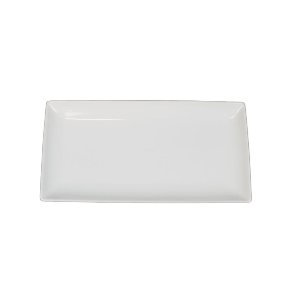 Rektangulær porcelænstallerken - blød kant - 6-pack Vit