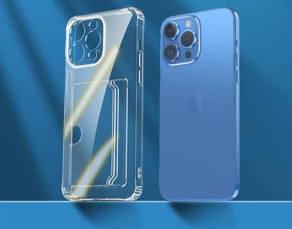 iPhone 15 Pro Transparent Skal med Sid-Korthållare - Hållbart och Lätt