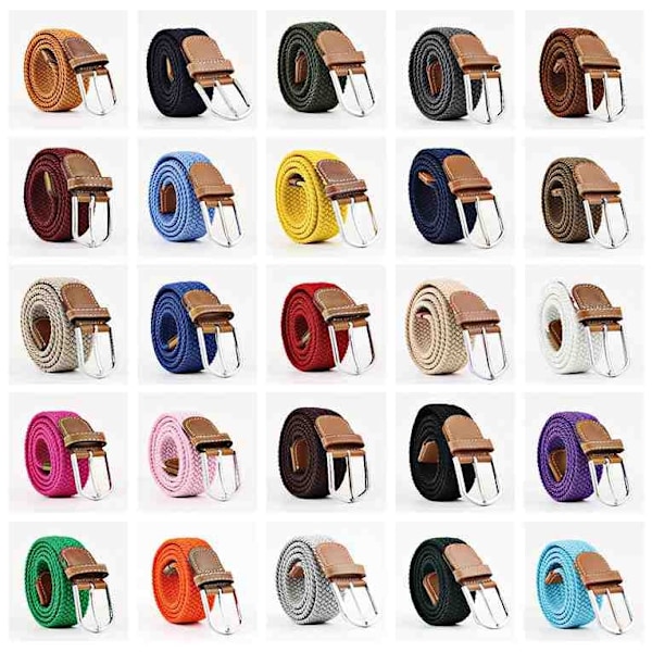 Flexibelt Canvastyg Bälte - 25 färger Krom