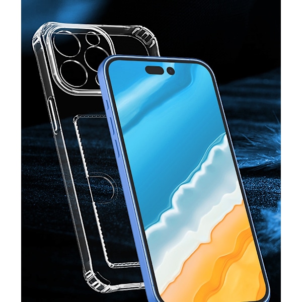 iPhone XR transparent etui med kortholder i siden - slidstærkt og let