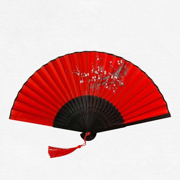 Fan Silk with Tassel - Various Colors Röd Sakura