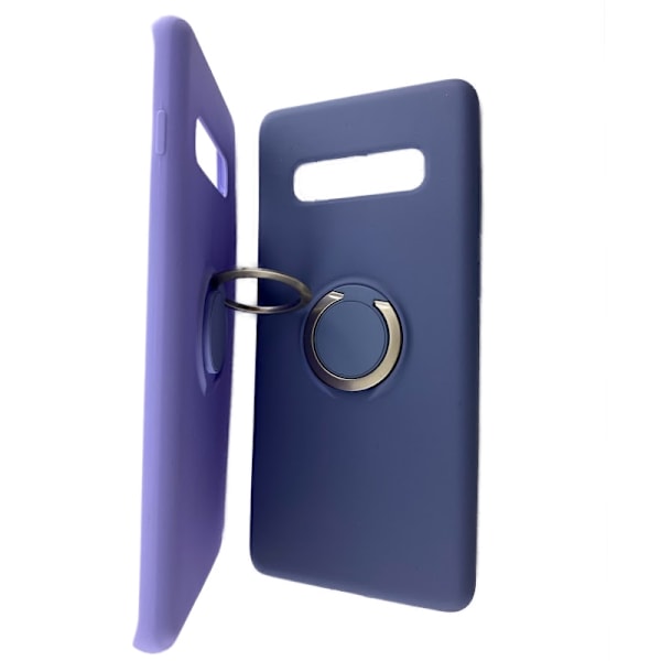 Samsung Galaxy S10 Plus kotelo - mikrokuituinen silikoni, jossa on sormuksen pidike Ljusgrön