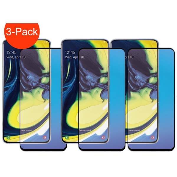 3-Pack - Samsung Galaxy A80 / A90 5G Heltäckande Härdat Glas Skärmskydd