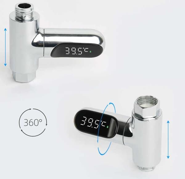 Digital Duschtermometer med LED-display – Exakt Temperaturvisning i Real Tid Silver