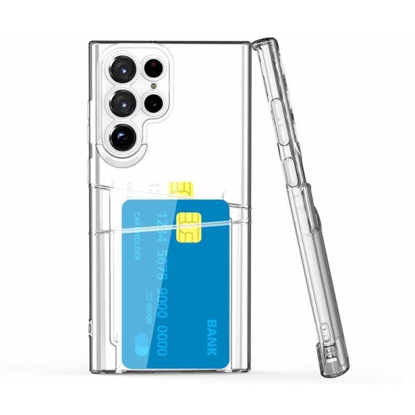 Samsung Galaxy S22 Ultra - Transparent Skal Dubbel Kortfack + Mj