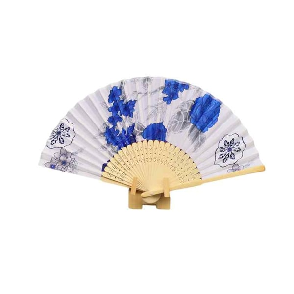Fan with pattern in blue flower Blå