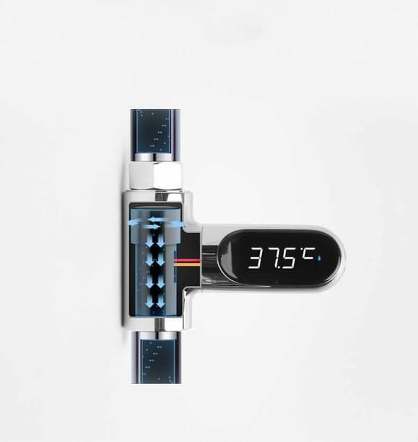 Digital Duschtermometer med LED-display – Exakt Temperaturvisning i Real Tid Silver