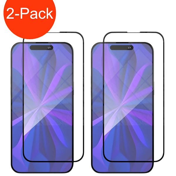 2-Pack - iPhone 15 Pro Hög Kvalitets Heltäckande Härdat Glas Skärmskydd
