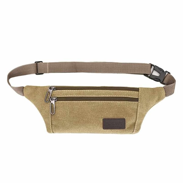 Vyötärölaukku - 3 osastoa Canvas säädettävä Brown