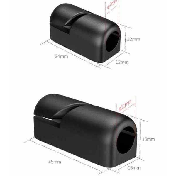 4-pak - Selvklæbende kabelholder - Et kabel Black