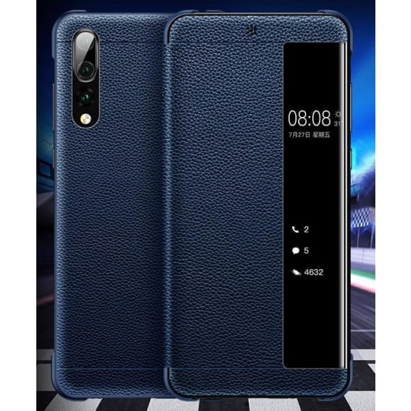 Huawei P30 Smart Case - Ægte læder Blå