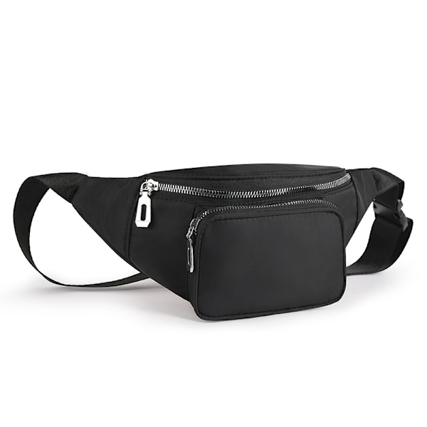 Midjeväska Nylon - 2 Fack + Ytterfack Svart
