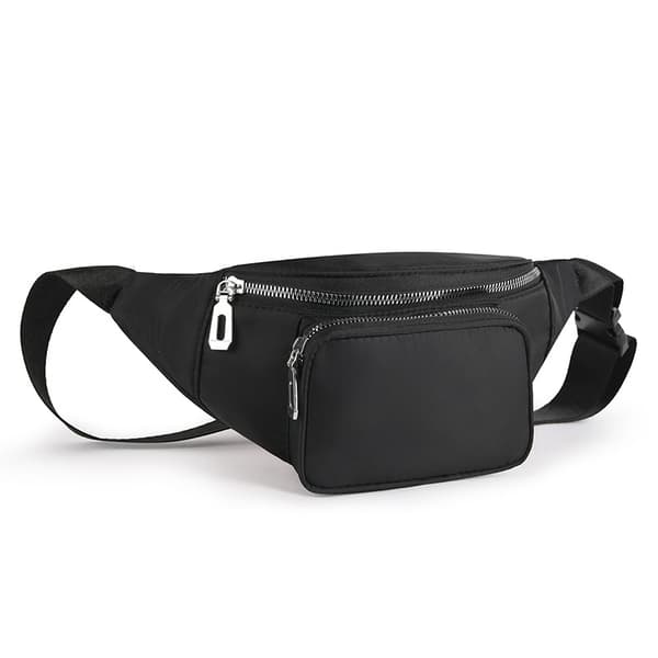 Nylon vyötärölaukku - 2 lokeroa + ulkotasku Black