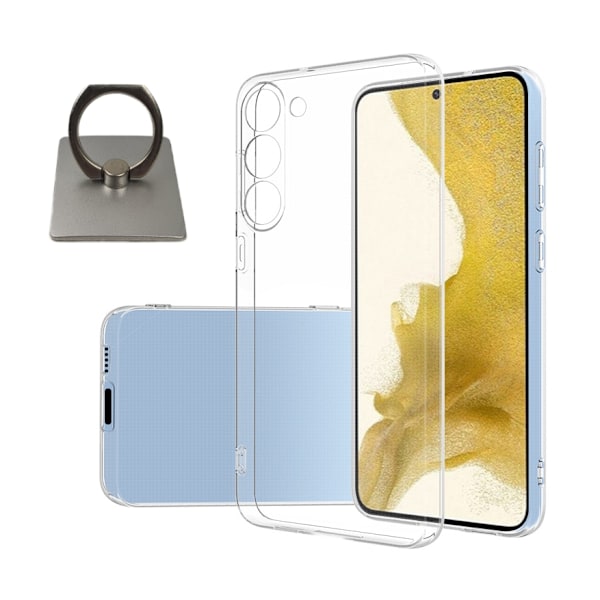 Samsung Galaxy S23 Shell & Square Finger Holder - suojaa ja mukavuutta - hopea