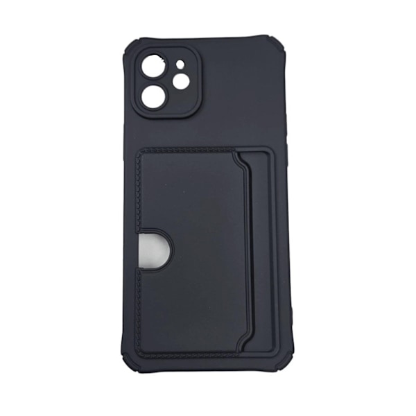 iPhone 13 Shell - mikrokuituinen silikoni-korttikotelo, musta