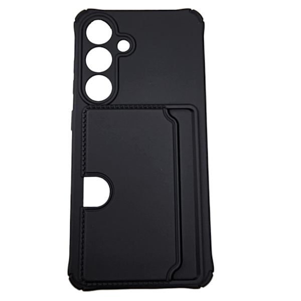 Samsung Galaxy S24 Plus Cover - Kortholder i mikrofiber og silikone i sort