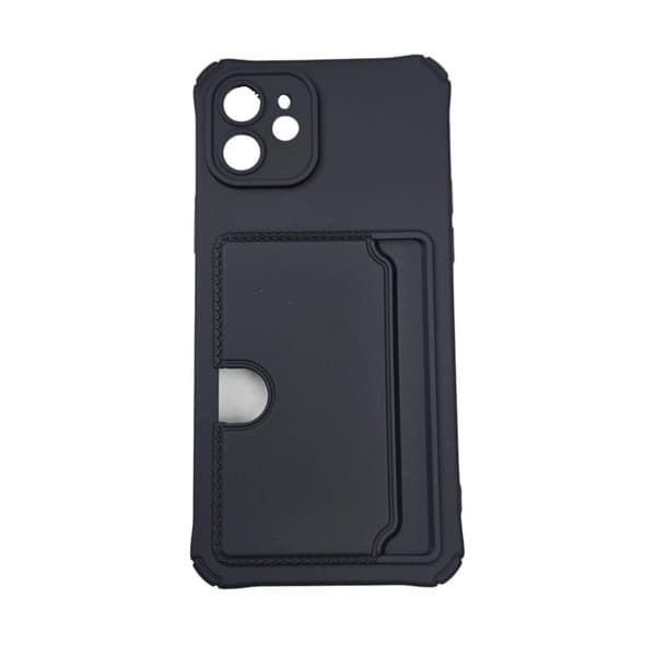 iPhone 11 Shell - mikrokuituinen silikoni-korttikotelo, musta