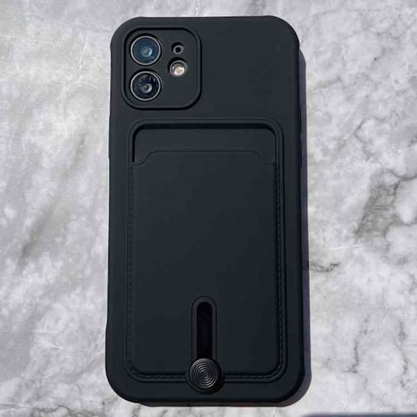iPhone 12 mikrofiberetui med kortholder! Rosa