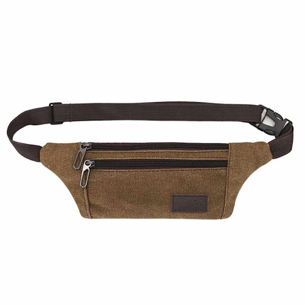 Vyötärölaukku - 3 osastoa Canvas säädettävä Brown