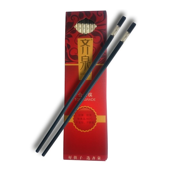 Chopsticks - Silver Colored Flower - 10 pairs Svart