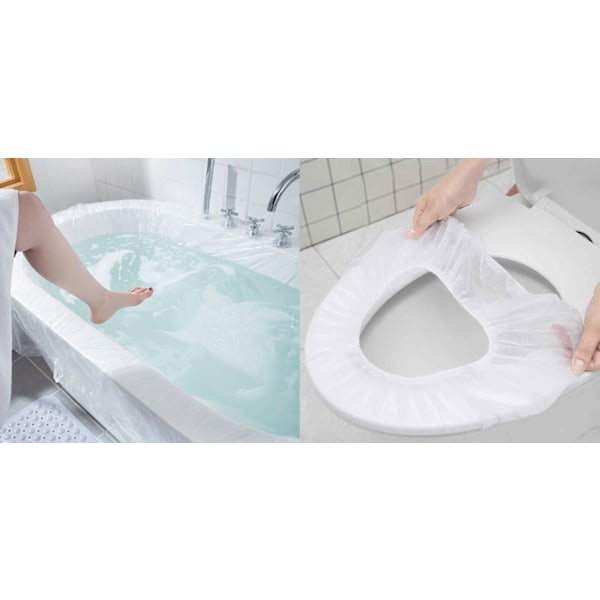 Badrum Hygien Paket - Badkarsskydd 2 st + Toalettsitsskydd Vit 10 pack
