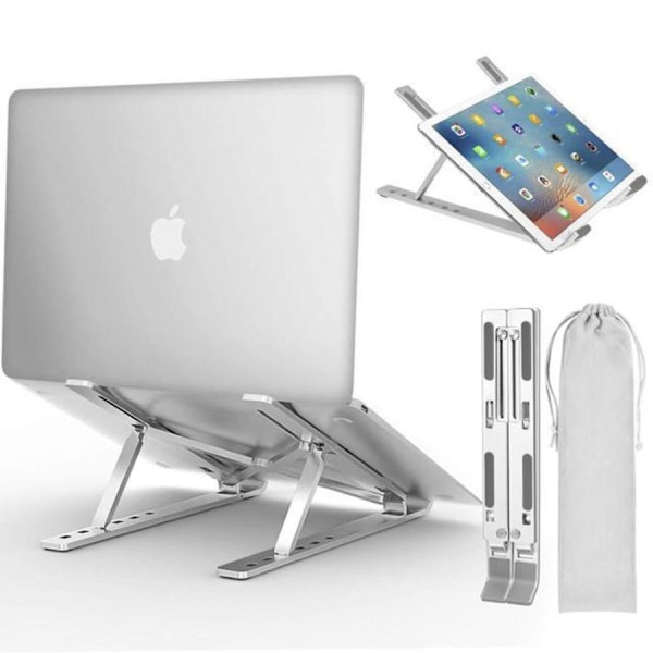 Laptopstativ i aluminium - syv justeringshøjder - grå