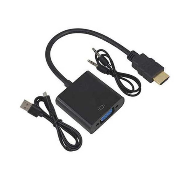 Kabel - HDMI (hane) till VGA (hona) + AUX kabel Svart