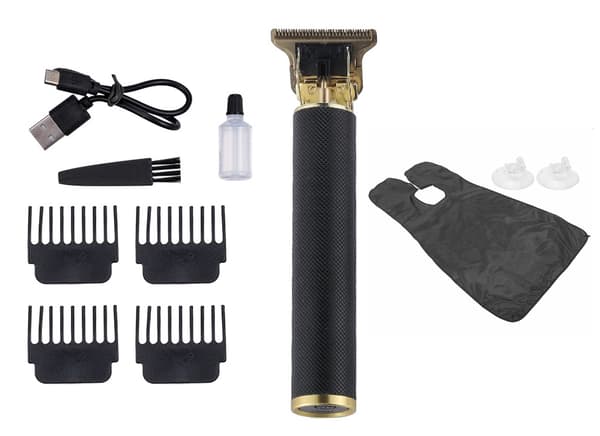 Hår & Skäggtrimmer Deluxe Kit + Gratis rakförkläde - Svart
