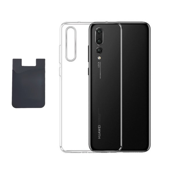 Huawei P20 Cover & Card Holder - Suojaus &amp; kätevä korttien hallinta - Musta